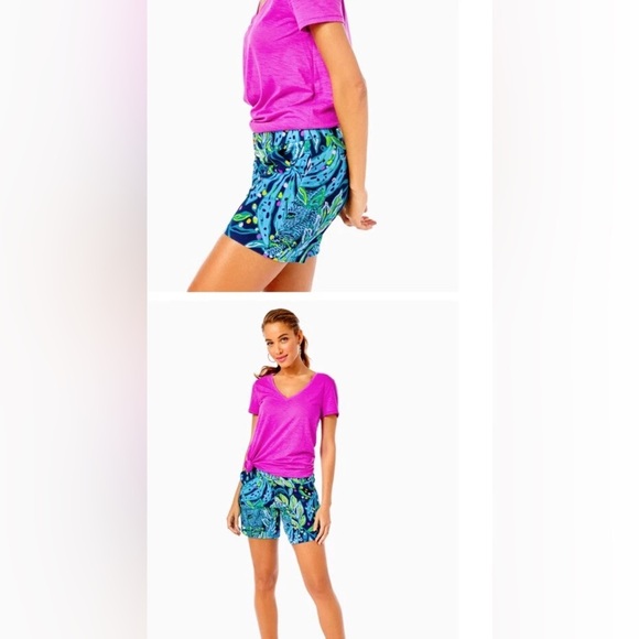 Lilly Pulitzer Shorts Women's Small Low Tide Navy Catty Puursonality Jayne Knit - Picture 10 of 10